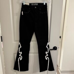 Idyllwind Black Flare Jeans with White Ribbon Detail